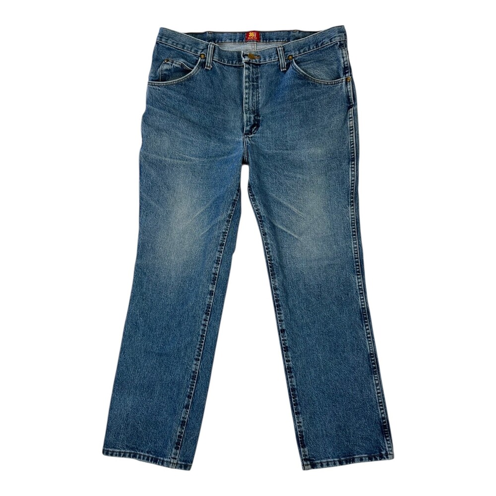 Vintage Wrangler Blue Denim Jeans Men's Size 36x30 36 MWZ Slim Fit Cowboy